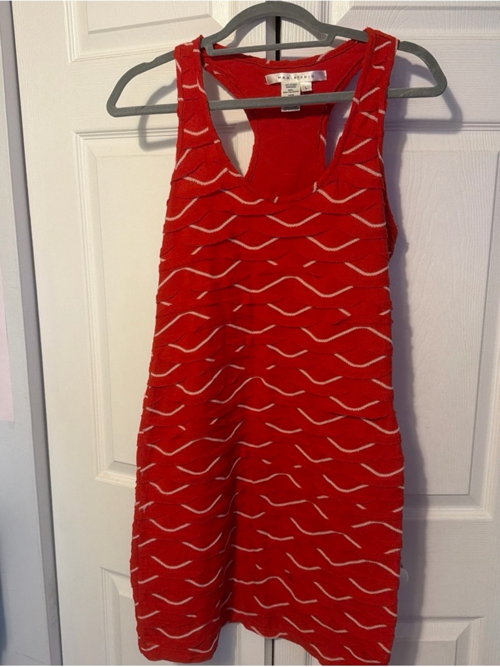 Max Studio Red Textured Racerback Mini Dress